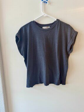 LOFT Rolled Sleeve Crewneck T-Shirt Gray Size S